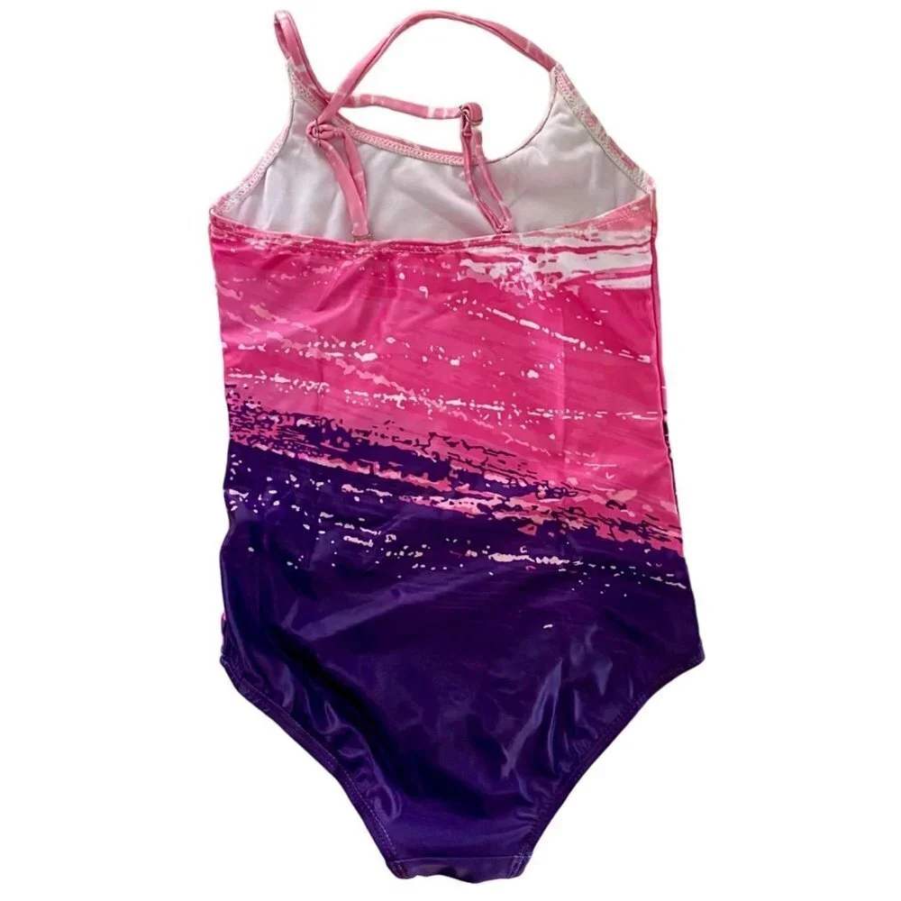 Purple Pink One Piece Swimsuit Girl's Size Small NEW
